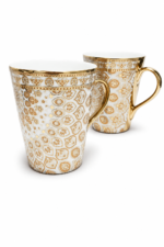 Set of 2 Premium Cup Set | Gold Print Designer Cups | Luxury Finish | Mugs