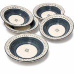 6-Piece Ceramic Soup Bowl Set | 7.5 Inch Deep Serving Bowls | Printed Design | Microwave & Dishwasher Safe