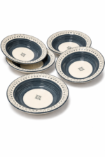 6-Piece Ceramic Soup Bowl Set | 7.5 Inch Deep Serving Bowls | Printed Design | Microwave & Dishwasher Safe
