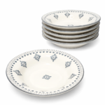 6-Piece Ceramic Dessert Plate Set | 9 Inch Elegant Printed Snack Plates | Microwave & Dishwasher Safe