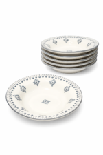 6-Piece Ceramic Dessert Plate Set | 9 Inch Elegant Printed Snack Plates | Microwave & Dishwasher Safe