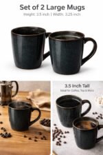 Set of 2 Ceramic Coffee Mugs | Large Size Tea Cups | Matte Finish | 3.5 Inch Tall | Microwave & Dishwasher Safe - Image 2