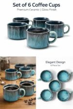 Set of 6 Ceramic Coffee Cups | Premium Gloss Finish Tea Cups | Stylish Design | Microwave & Dishwasher Safe - Image 2