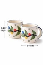 Set of 2 Ceramic Coffee Mugs | Handcrafted Floral Design Cups | 3.25 Inch Height | Microwave & Dishwasher Safe - Image 4
