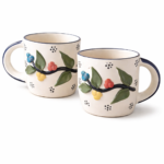 Set of 2 Ceramic Coffee Mugs | Handcrafted Floral Design Cups | 3.25 Inch Height | Microwave & Dishwasher Safe