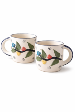 Set of 2 Ceramic Coffee Mugs | Handcrafted Floral Design Cups | 3.25 Inch Height | Microwave & Dishwasher Safe