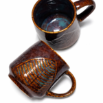 Set of 2 Ceramic Coffee Mugs | Leaf Textured Design | Premium Gloss Finish | 3.5 Inch Tall |  Mug set