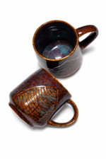 Set of 2 Ceramic Coffee Mugs | Leaf Textured Design | Premium Gloss Finish | 3.5 Inch Tall |  Mug set