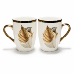 🎁 Premium Ceramic Mug Gift Set – Set of 2 with Gold Paisley Design & Luxury Gift Box