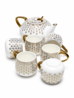 Luxury Tea Set with Teapot & 6 Cups – Premium Ceramic Gold Design | 7-Piece Serving Set - Image 4