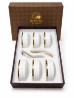 Premium White & Gold Soup Bowl Set with Spoons – 12 Piece Ceramic Serving Set - Image 3