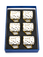Set of 6 Tea Cups – Premium Ceramic Gold Hexagon Design | 230 ml Capacity - Image 2