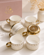 Luxury Gold Handle Tea Cup Set of 6 – Premium Ceramic Cups with Gift Box