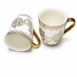 🎁 Premium Ceramic Mug Gift Set – Set of 2 with Gold Paisley Design & Luxury Gift Box
