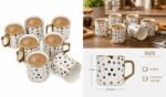 Set of 6 Tea Cups – Premium Ceramic Gold Hexagon Design | 230 ml Capacity - Image 4