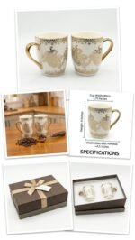 🎁 Premium Ceramic Mug Gift Set – Set of 2 with Gold Paisley Design & Luxury Gift Box - Image 3
