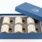 Premium Ceramic Tea & Coffee Cup Set of 6 – Gold Floral Design with Luxury Box | 250 ml