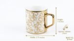 Premium Ceramic Tea & Coffee Cup Set of 6 – Gold Floral Design with Luxury Box | 250 ml - Image 3