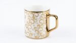 Premium Ceramic Tea & Coffee Cup Set of 6 – Gold Floral Design with Luxury Box | 250 ml - Image 4