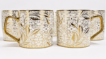 Premium Ceramic Tea Mug Set of 6 – Gold Leaf Swirl Design with Luxury Gift Box | 300 ml