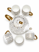 Luxury Tea Set with Teapot & 6 Cups – Premium Ceramic Gold Design | 7-Piece Serving Set - Image 3