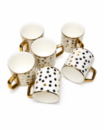 Set of 6 Tea Cups – Premium Ceramic Gold Hexagon Design | 230 ml Capacity - Image 3